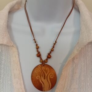 Brown Beaded Pendant Necklace